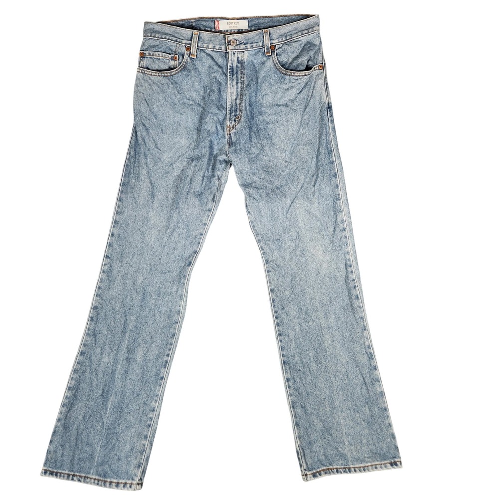 Levi's 517 Boot Cut Jeans Mens 36x32 Blue Good Light‎ Wash Denim STAINED